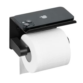 Toilet Paper Holder with Shelf, Fits Mega Rolls Size, Stainless Steel Rustproof Material, Wall Mounted with Screws and Double-Sided Tape