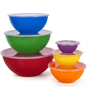 Mixing Bowls with Lids Set, 12 Piece Plastic Mixing Bowls Set, Nesting Mixing Bowl for Space Saving Storage, Ideal for Cooking, Baking
