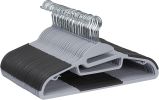 Space Saving Non-Slip Rubber Coated Plastic Hangers with 360Â° Swivel Hook, Thin, Gray, Pack of 50