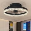 16" Decorative LED Ceiling Fan Light â€“ Modern Flush Mount with Crystal-Inspired Acrylic Ring, Hidden Blades, Remote Control
