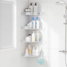 Plastic Shower Caddy Corner (For 90Â° Only), 4 Pack Adhesive Corner Shower Shelves for Bathroom Organizers and Storage, Crystal