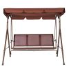 3-Seat Patio Swing Chair, Outdoor Patio Swing with Adjustable Canopy, Porch Swing with Armrests, Teslin Fabric and Alloy Steel Frame, for Balcony