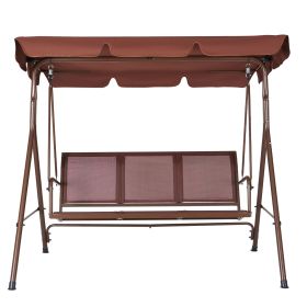 3-Seat Patio Swing Chair, Outdoor Patio Swing with Adjustable Canopy, Porch Swing with Armrests, Teslin Fabric and Alloy Steel Frame, for Balcony