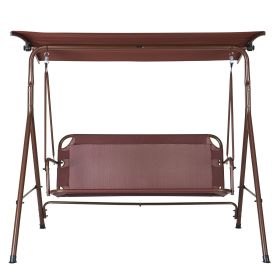 3-Person Patio Swing Chair, Outdoor Patio Swing with Adjustable Canopy, Porch Swing with Armrests, Teslin Fabric and Alloy Steel Frame, for Balcony