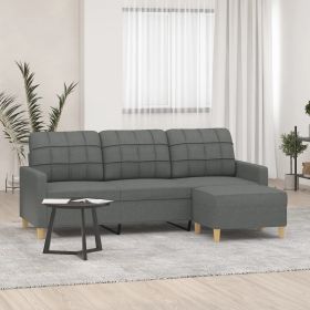3-Seater Sofa with Footstool Dark Gray 70.9" Fabric