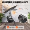 2-Seat Patio Swing Chair, Outdoor Patio Swing with Adjustable Canopy, Porch Swing with Storage Bag and Rotating Tray
