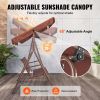 3-Seat Patio Swing Chair, Outdoor Patio Swing with Adjustable Canopy, Porch Swing with Armrests, Teslin Fabric and Alloy Steel Frame, for Balcony