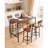 Bar Table, 5PCS 47â€³ Bars Tables Set, Bar Tables and Chair Set with Rounded Edge Design, Rectangular Pub Table with Four Stools for Living Room