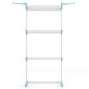 Blue 4-Tier Foldable Clothes Drying Rack with Wheels, Heavy Duty Metal Laundry Hanger Stand for Indoor Outdoor Use