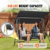 2-Seat Patio Swing Chair, Outdoor Patio Swing with Adjustable Canopy, Porch Swing with Storage Bag and Rotating Tray