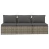 3-Seater Patio Sofa with Cushions Gray Poly Rattan