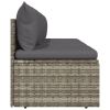 3-Seater Patio Sofa with Cushions Gray Poly Rattan