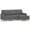3-Seater Sofa with Footstool Dark Gray 70.9" Fabric
