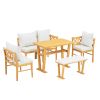 Small Farmhouse Solid Wood Kitchen Nook Dining Room Breakfast Nook Table Set for 6