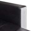 L-shaped Sofa Bed Artificial Leather Black and White
