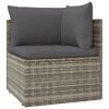 Patio Corner Sofa with Cushion Gray 22.4"x22.4"x22" Poly Rattan