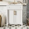 24" Bathroom Vanity with Integrated Ceramic Sink, Bathroom Cabinet with 2 Doors, Single Sink Bathroom Vanity for Small and Medium Restroom