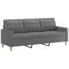 3-Seater Sofa with Footstool Dark Gray 70.9" Fabric