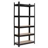 5 Tier Heavy Duty Metal Shelving Rack Unit Garage Storage Shelf Black UK