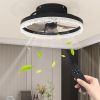 16" Decorative LED Ceiling Fan Light â€“ Modern Flush Mount with Crystal-Inspired Acrylic Ring, Hidden Blades, Remote Control