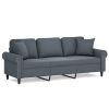 3-Seater Sofa with Throw Pillows Dark Gray 70.9" Velvet