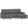 3-Seater Sofa with Footstool Dark Gray 70.9" Fabric