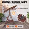 3-Person Patio Swing Chair, Outdoor Patio Swing with Adjustable Canopy, Porch Swing with Armrests, Teslin Fabric and Alloy Steel Frame, for Balcony