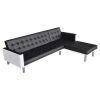 L-shaped Sofa Bed Artificial Leather Black and White