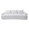 100" Extra Large Curved Front Compressed Sectional Sofa, 3-Seat Cloud-Like Boucle Couch with High Resilience Foam, Easy to Move & Ship