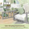 Twin Size Kids Wood Montessori Floor Bed with Door and Fence