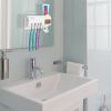 Wall Mounted Toothbrush Sanitizer Holder IR Induction UV Sanitization Rack with 4 Slots Toothpaste Dispenser for Bathroom