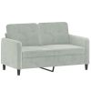 2-Seater Sofa Light Gray 47.2" Velvet