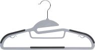 Space Saving Non-Slip Rubber Coated Plastic Hangers with 360Â° Swivel Hook, Thin, Gray, Pack of 50
