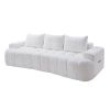 100" Extra Large Curved Front Compressed Sectional Sofa, 3-Seat Cloud-Like Boucle Couch with High Resilience Foam, Easy to Move & Ship
