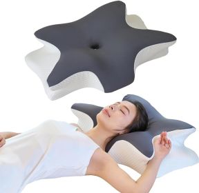 Cervical Memory Foam Pillow â€“ Ergonomic Neck Support for Side, Back & Stomach Sleepers | Odorless Beauty Sleep Pillow for Deep Rest (Color: Grey King Size 24.8"Lx16.9"Wx5.9"H)