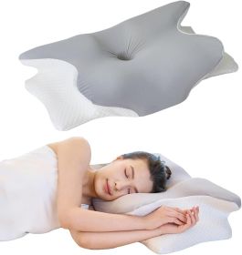Cervical Memory Foam Pillow â€“ Ergonomic Neck Support for Side, Back & Stomach Sleepers | Odorless Beauty Sleep Pillow for Deep Rest (Color: Light Grey  King Size 24.8"Lx16.9"Wx5.9"H)
