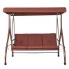 3-Seat Patio Swing Chair, Converting Canopy Swing, Outdoor Patio Porch with Adjustable Canopy, Removable Thick Cushion and Alloy Steel Frame