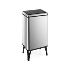 Household Supplies Trash Can with Stay-on Lid and Soft Closure (Color: Silver)