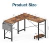 L Shaped Computer Desk - Gaming Corner 50 Inch Office Writing PC Wooden Table with CPU Storage Shelf & Side Bag