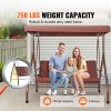 3-Seat Patio Swing Chair, Converting Canopy Swing, Outdoor Patio Porch with Adjustable Canopy, Removable Thick Cushion and Alloy Steel Frame