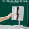 Rechargeable Foldable Makeup Mirror With LED Light 360° Adjust Wireless 1-3X Magnifying 3 Tone Light Desktop Vanity Table Mirror