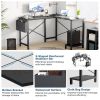L Shaped Computer Desk - Gaming Corner 50 Inch Office Writing PC Wooden Table with CPU Storage Shelf & Side Bag