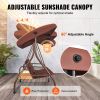 3-Seat Patio Swing Chair, Converting Canopy Swing, Outdoor Patio Porch with Adjustable Canopy, Removable Thick Cushion and Alloy Steel Frame